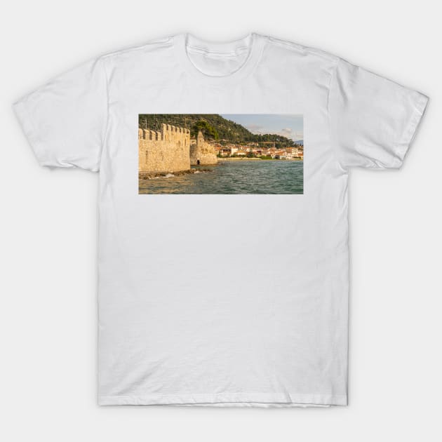 Castle of Nafpaktos and some Ocean T-Shirt by KensLensDesigns